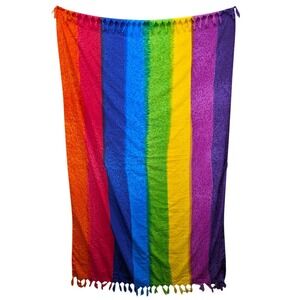 Rima Beachwear Multicolor Sarong Scarf Beach‎ Cover Up Rainbow Terivoile 66"x43"